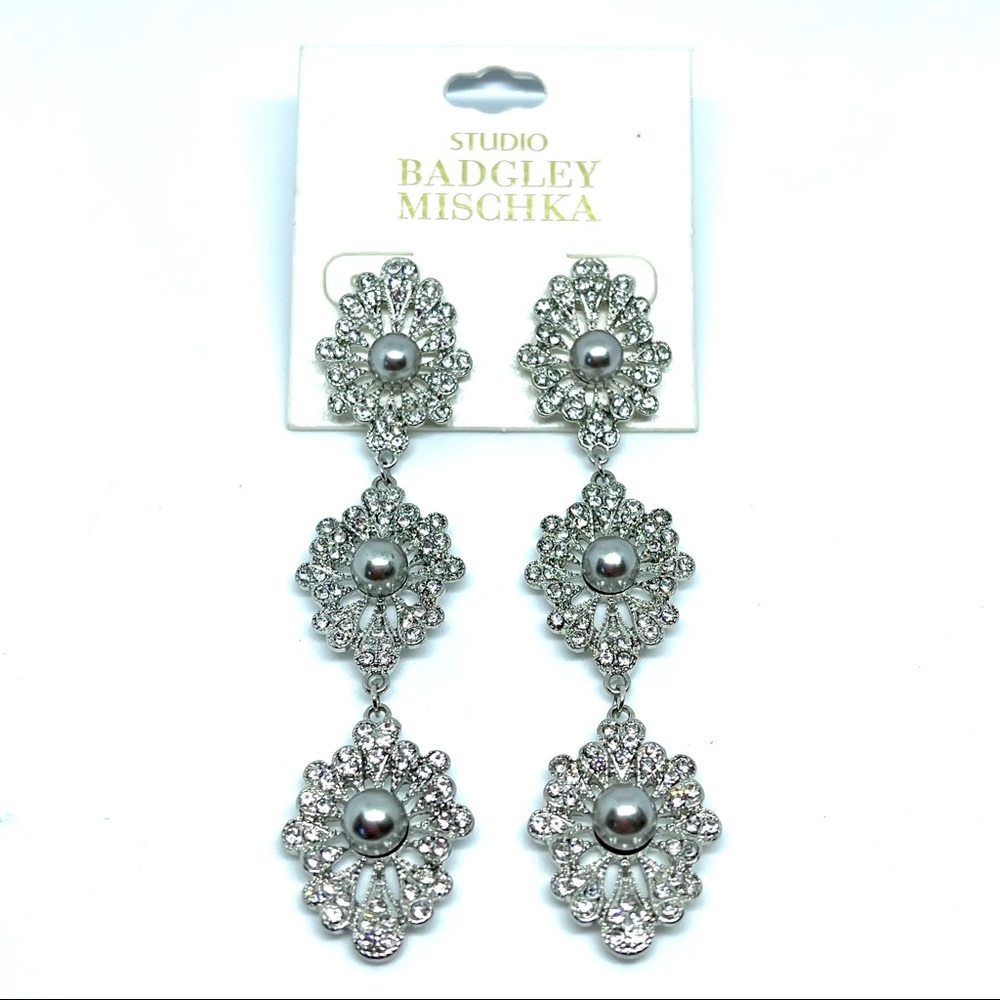 Studio Badgley Mischka Silver Tone Earrings with Faux Pesrls